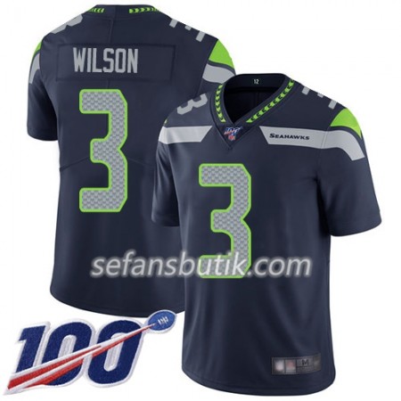 Seattle Seahawks Tröjor Russell Wilson 3 Nike Blå 100th - Herr Seattle Seahawks Tröjor Russell Wilson 3 Nike Blå 100th - Herr